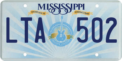 MS license plate LTA502