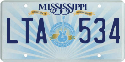 MS license plate LTA534
