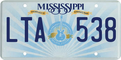 MS license plate LTA538