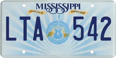 MS license plate LTA542