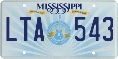 MS license plate LTA543