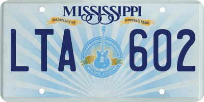 MS license plate LTA602