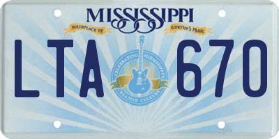 MS license plate LTA670