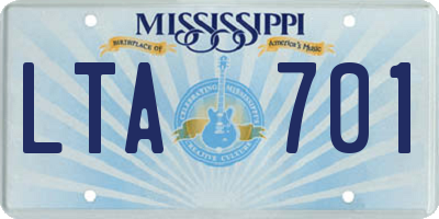 MS license plate LTA701