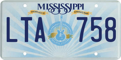 MS license plate LTA758