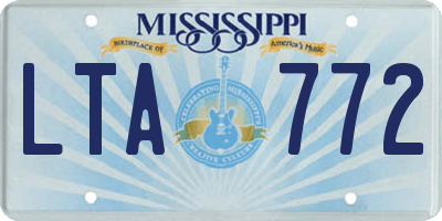 MS license plate LTA772