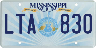 MS license plate LTA830