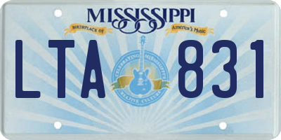 MS license plate LTA831