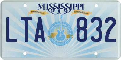 MS license plate LTA832