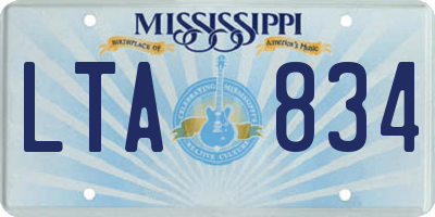 MS license plate LTA834