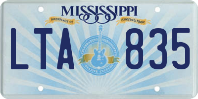 MS license plate LTA835