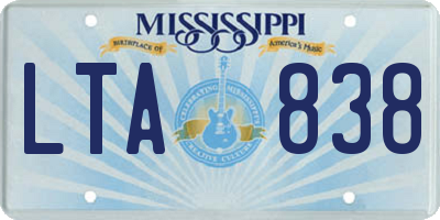 MS license plate LTA838