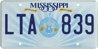 MS license plate LTA839