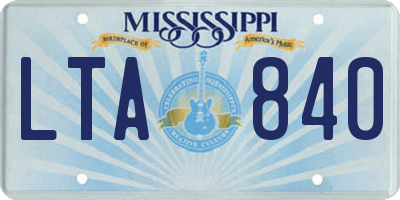 MS license plate LTA840