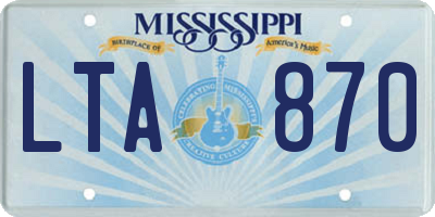 MS license plate LTA870