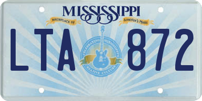 MS license plate LTA872