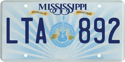 MS license plate LTA892