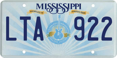 MS license plate LTA922