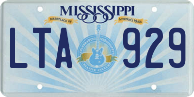 MS license plate LTA929
