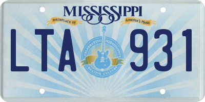 MS license plate LTA931