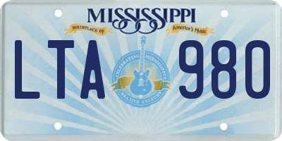MS license plate LTA980