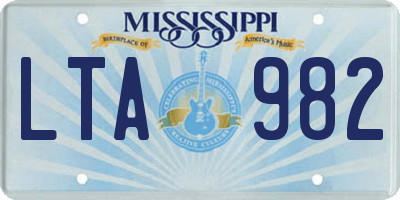 MS license plate LTA982