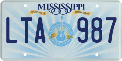 MS license plate LTA987