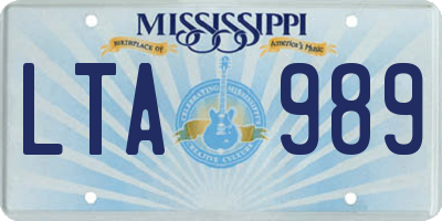 MS license plate LTA989