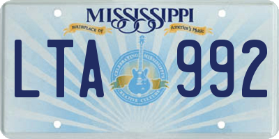 MS license plate LTA992