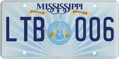 MS license plate LTB006