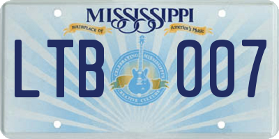 MS license plate LTB007