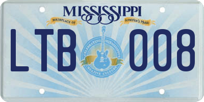 MS license plate LTB008