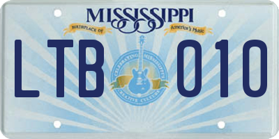 MS license plate LTB010