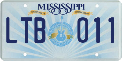 MS license plate LTB011