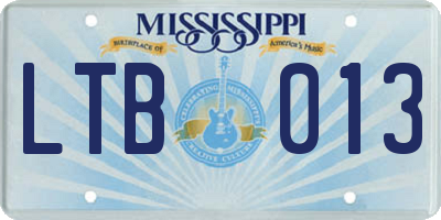 MS license plate LTB013