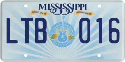 MS license plate LTB016