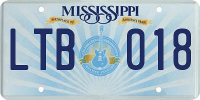 MS license plate LTB018
