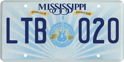 MS license plate LTB020