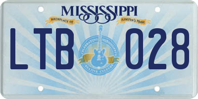 MS license plate LTB028