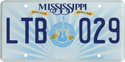 MS license plate LTB029