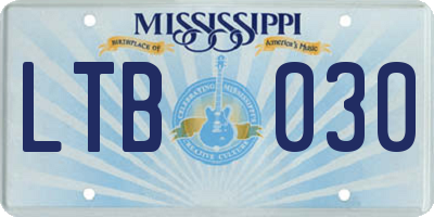 MS license plate LTB030