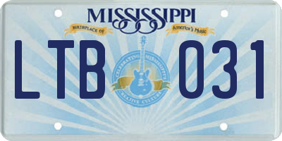 MS license plate LTB031