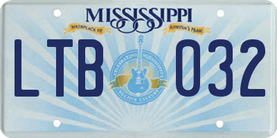 MS license plate LTB032