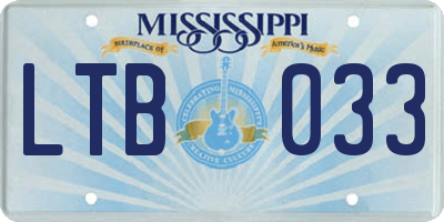 MS license plate LTB033