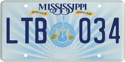 MS license plate LTB034