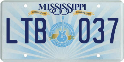 MS license plate LTB037