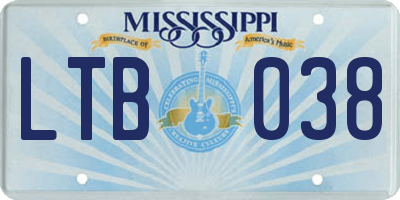 MS license plate LTB038