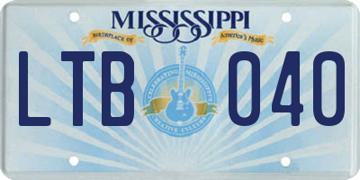 MS license plate LTB040
