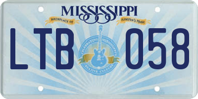 MS license plate LTB058