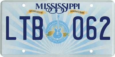 MS license plate LTB062